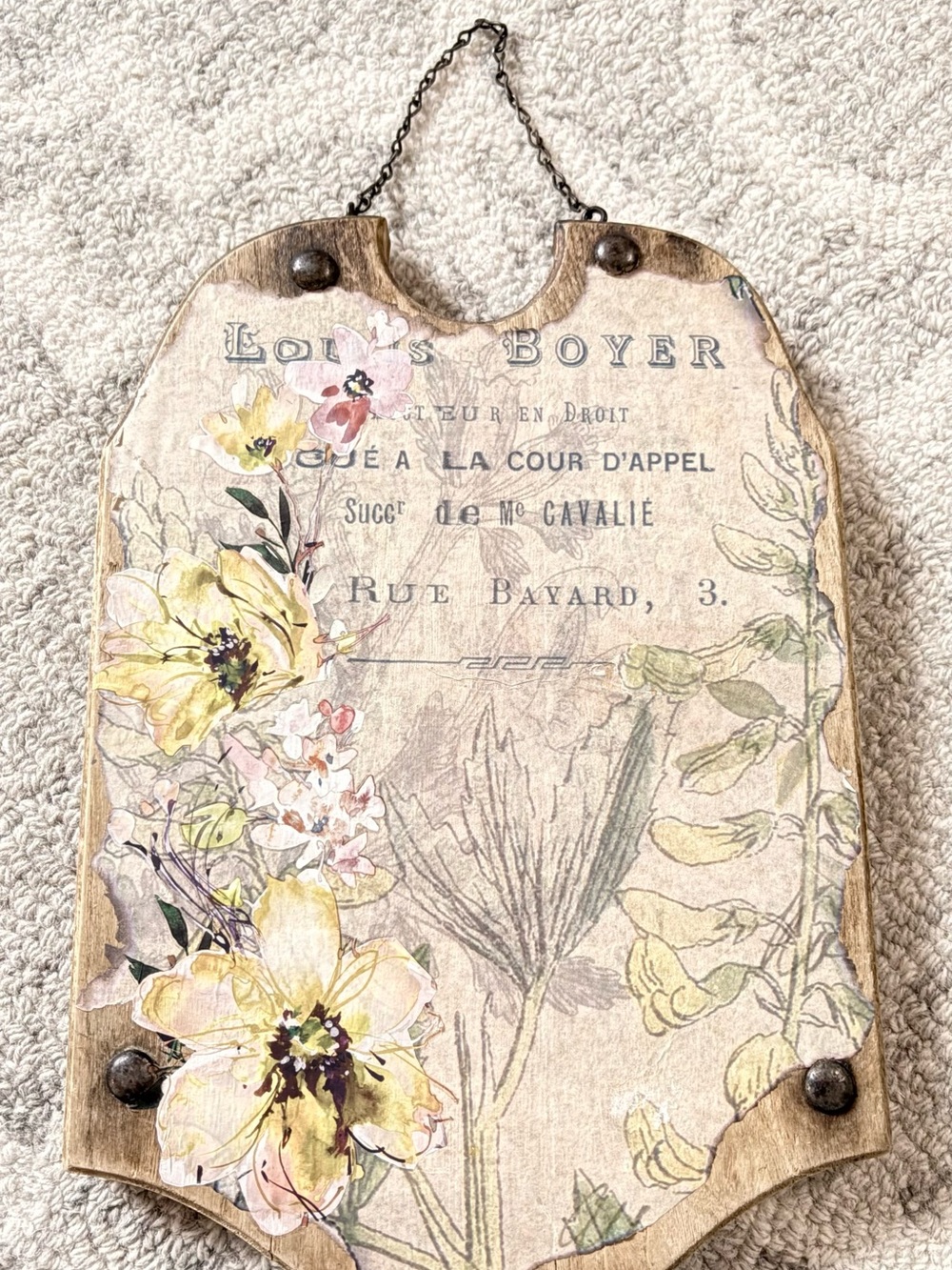 Vintage Style French Country Wall Plaque Floral Cottage Shabby Chic Decor